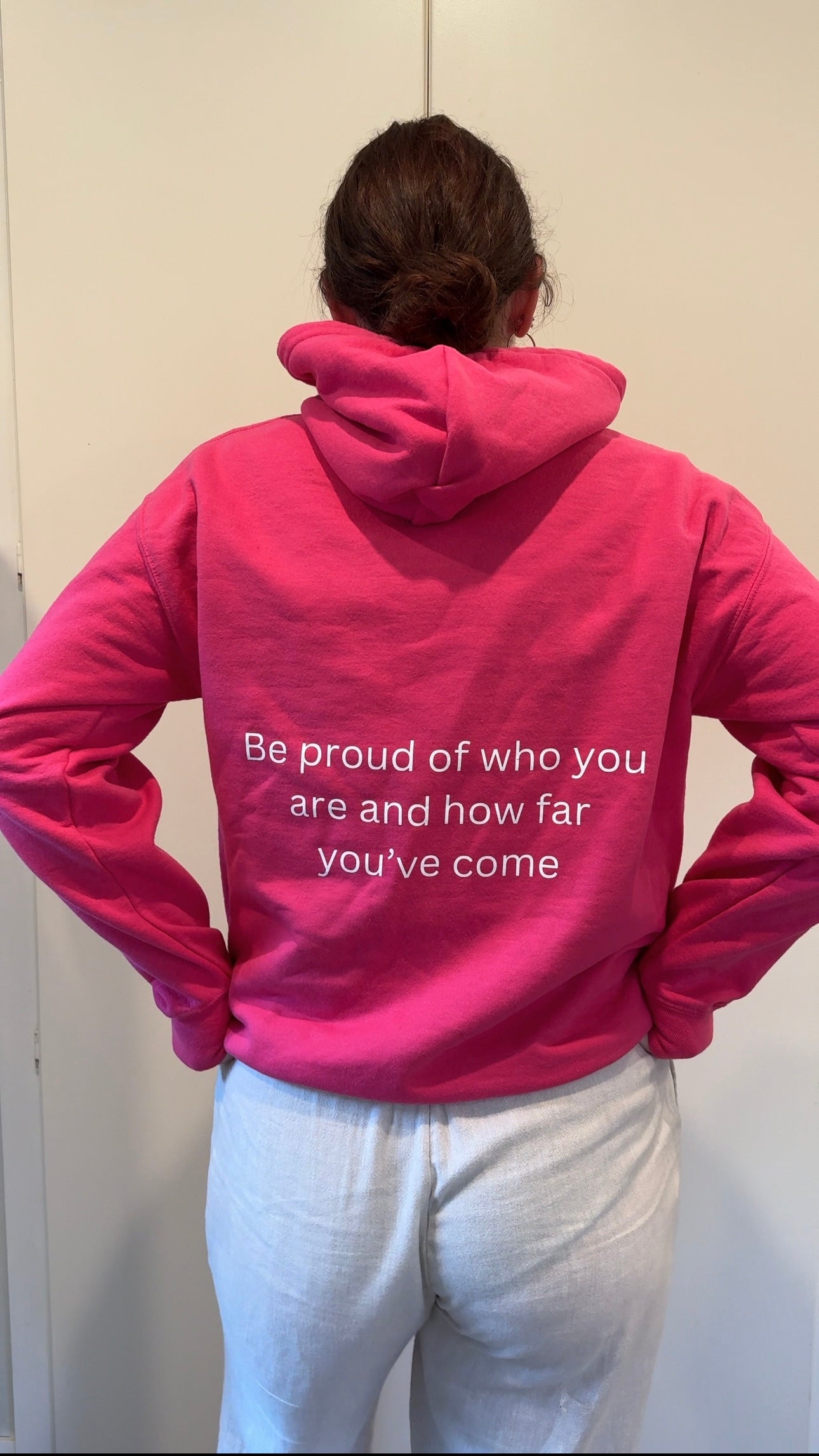 'Proud' hoodie in Bright pink