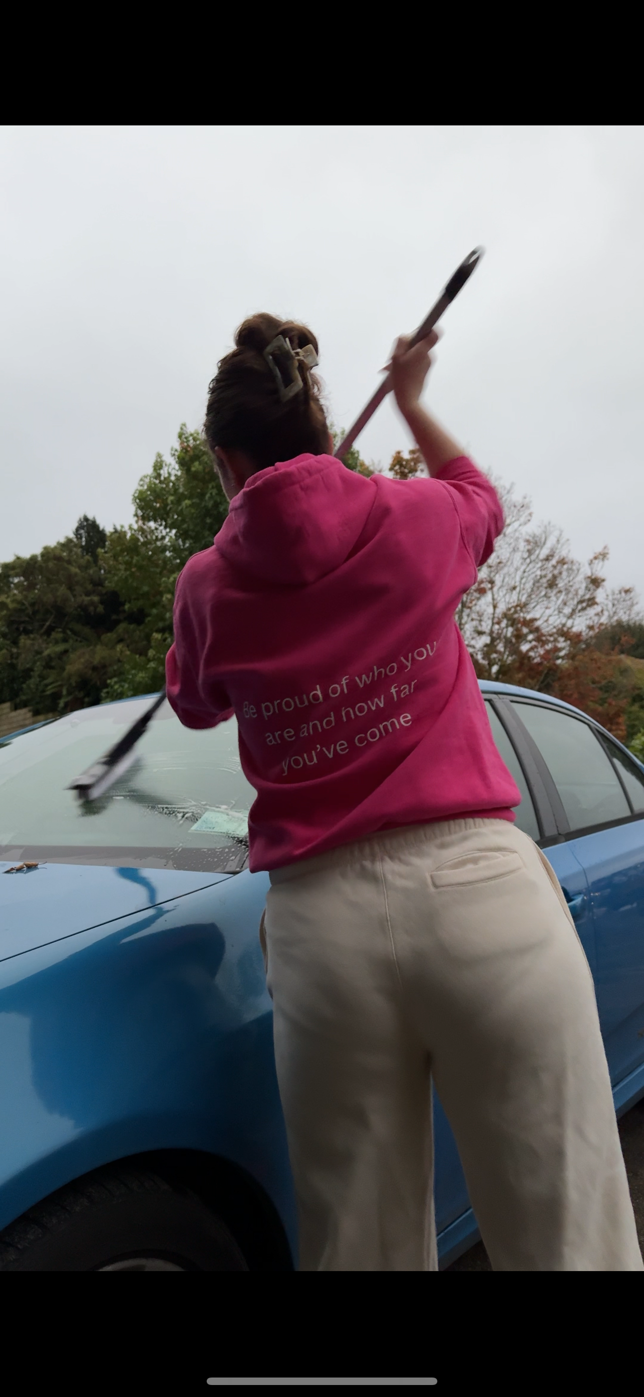 'Proud' hoodie in Bright pink