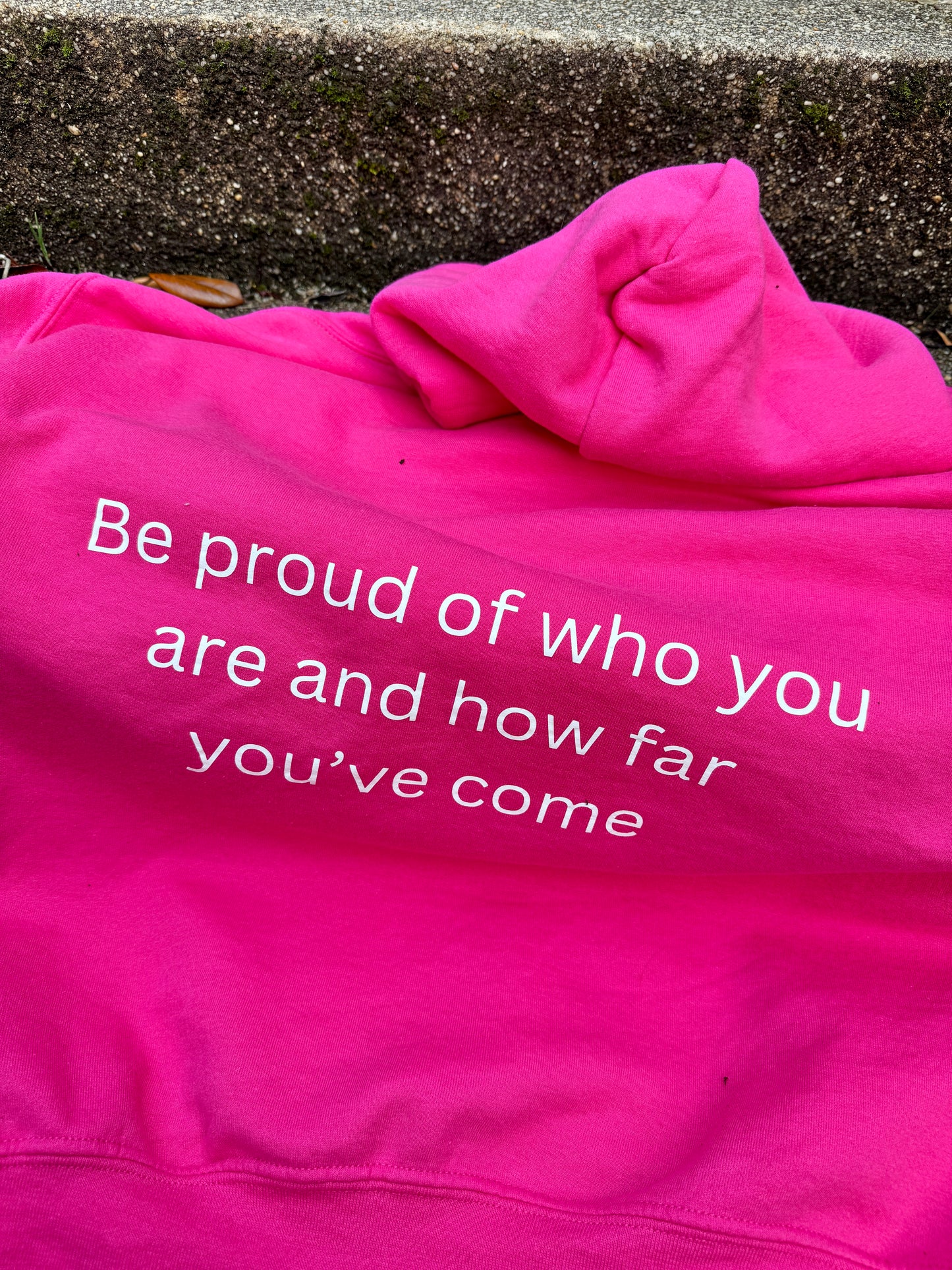 'Proud' hoodie in Bright pink