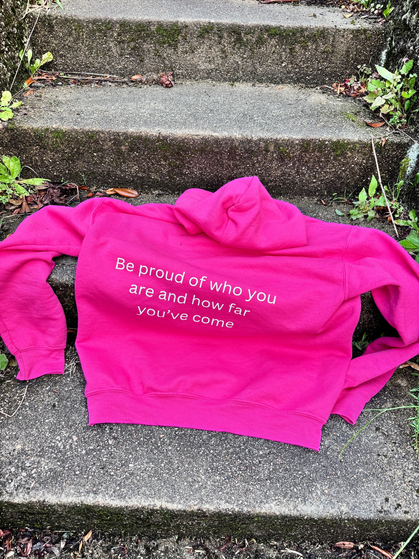 'Proud' hoodie in Bright pink