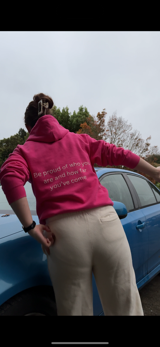 'Proud' hoodie in Bright pink